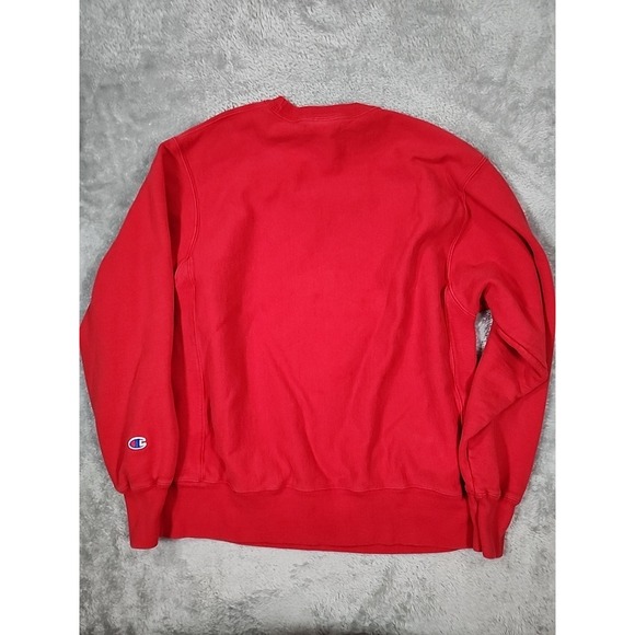 VINTAGE Y2K Champion Reverse Weave Sweatshirt Mens Large Red Crewneck Logo - Picture 7 of 9
